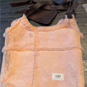 UGG Blush Shearling Tote with Dark Brown Straps